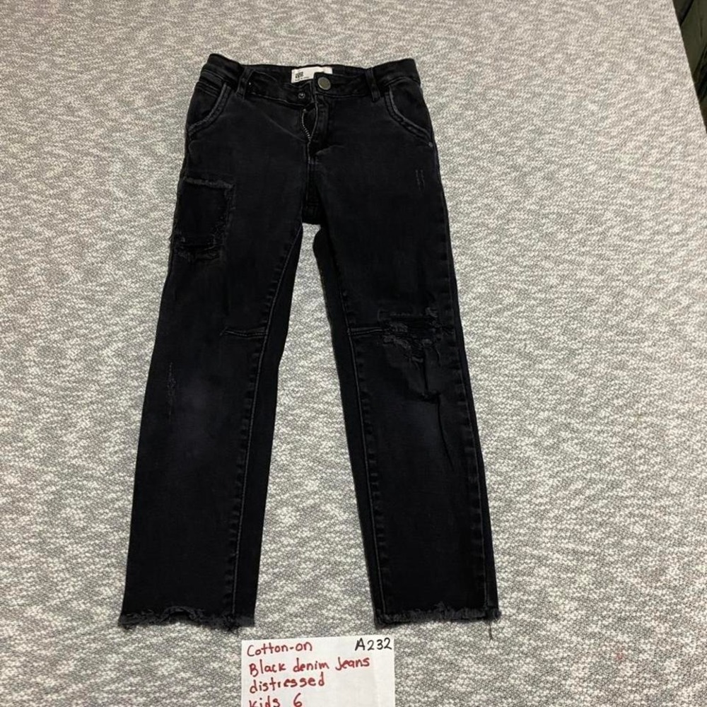 Cotton On black distressed denim jeans kids 6. SKU-A232#kids #denim